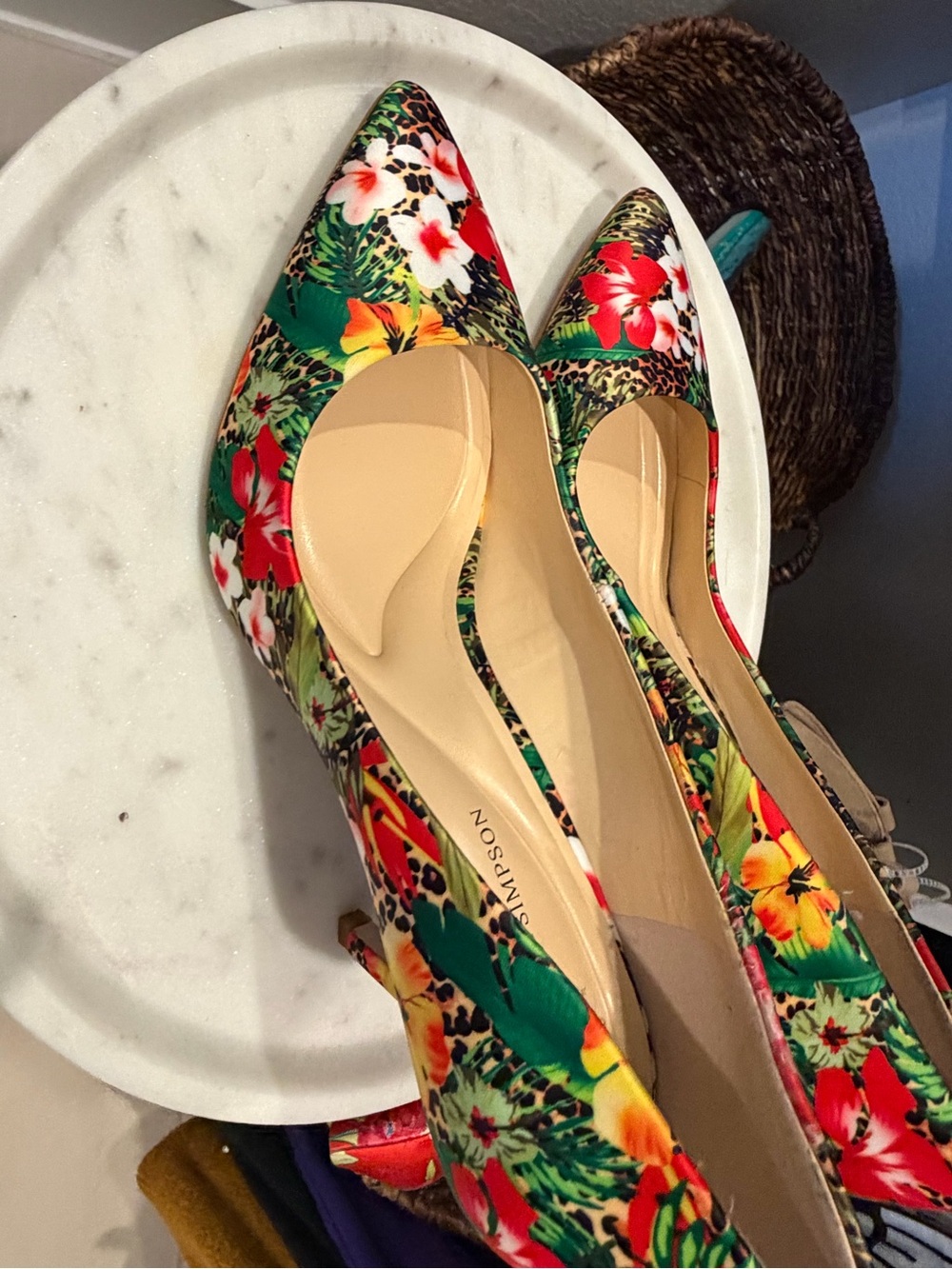 Jessica Simpson Multicolor Floral Pointed-Toe Heels